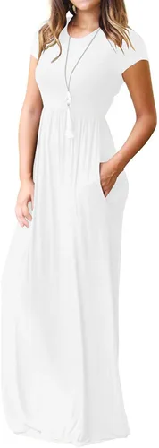 Vista 2 de VIISHOW - Vestidos largos para mujer, estilo casual, manga corta, con bolsillos