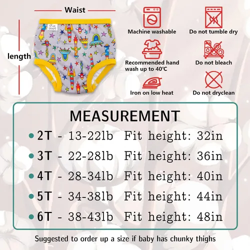 Vista 2 de Max Shape 6 paquetes de ropa interior de entrenamiento para niñas con capa absorbente de cena, pantalones reutilizables de entrenamiento