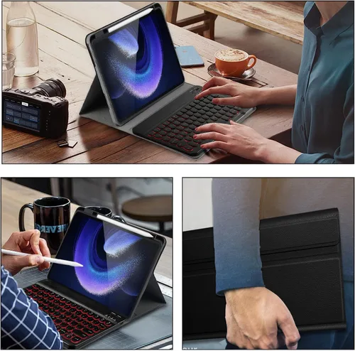Vista 7 de Funda de teclado retroiluminada para Xiaomi Mi Pad 6/6 Pro (11 pulgadas, modelo 2023), cubierta protectora de teclado inalámbrico desmontable