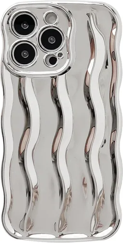 Vista 9 de Caseative Funda para iPhone 13 Pro, funda suave con marco de onda rizada con patrón de ondulación de agua (verde) Water Ripple Pattern Curly Wave