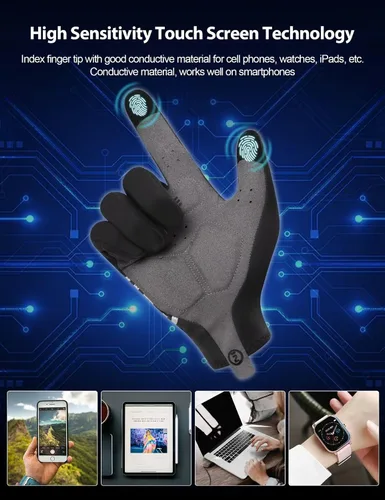 Vista 5 de INBIKE Guantes de ciclismo para hombre y mujer, forro polar fino, para pantalla táctil, guantes de bicicleta acolchados para correr, conducir
