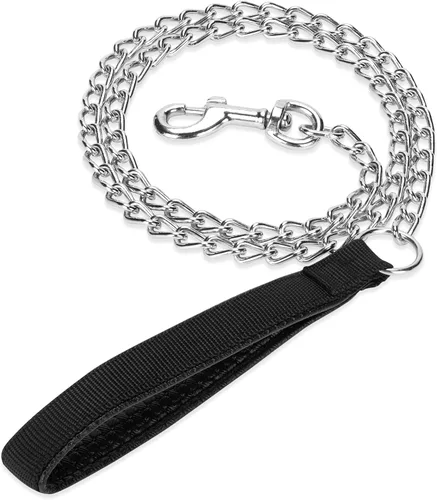 Vista 4 de SGODA - Correa de metal resistente para perro, 4 pies x 0.118 in, color negro