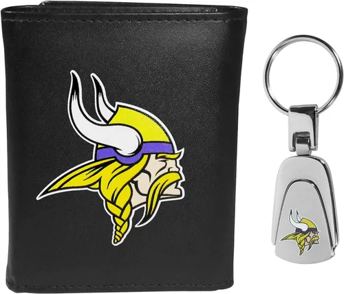 Vista 11 de Siskiyou Sports NFL unisex Tri-fold Wallet & Steel Key Chain