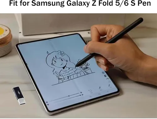Vista 2 de Z Fold 6/5 S Pen Slim S Pen para Samsung Galaxy Z Fold 6/5 SPen Fold Edition Fold 5 EJ-PF946BBEGUS Stylus Pen + puntas/puntas + convertidor tipo C