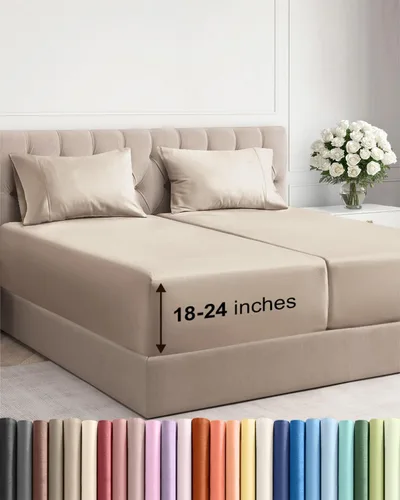 Vista 20 de Sábanas individuales de bolsillo extra profundo, sábanas transpirables y refrescantes de 3 piezas, juego de sábanas de lujo para hotel, suaves, sin