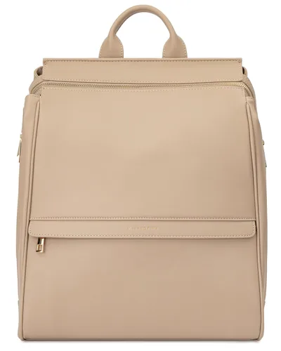 Vista 13 de MIA + SOPHIA Mochila de cuero para pañales con puerto de carga USB, cambiador, correas para cochecito y portabotellas (Marrón Mia)