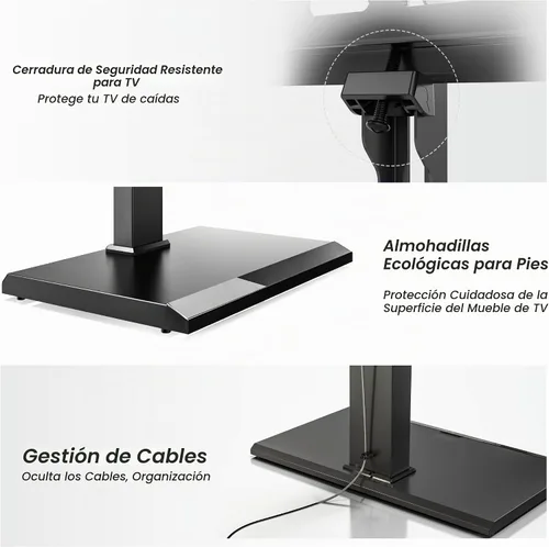 Vista 6 de FITUEYES - Soporte universal de suelo para TV con base de hierro, montaje giratorio para televisores LED, LCD, OLED, plasma, de pantalla plana