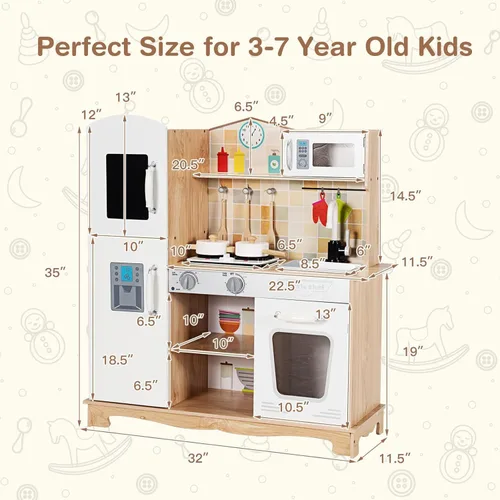 Vista 4 de HOMGX - Juego de cocina de juguete para niños con microondas, grifo, estufa, luz y sonido realistas, accesorios de utensilios de cocina, juguete