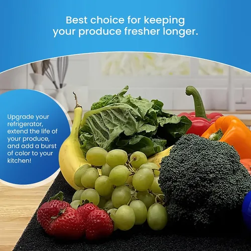 Vista 3 de Bluapple FreshMats, forro para contenedor de refrigerador, tapetes para cajón de refrigerador, forro extensor de vida útil del cajón para verduras