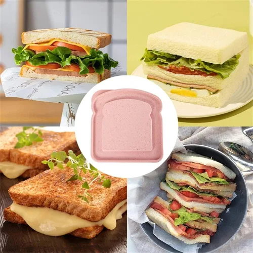 Vista 5 de NADUSEP Contenedores para sándwiches, recipientes para loncheras, caja de plástico con forma de tostada, para almacenamiento de alimentos con tapa