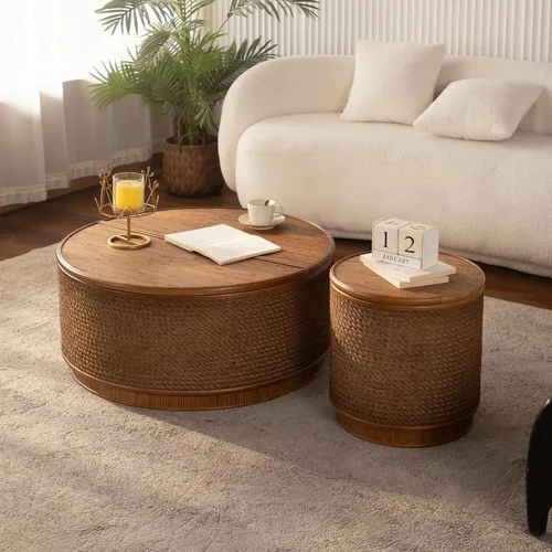 Vista 11 de kevinplus ø22'' Marble Top Side Table Round Circle Fluted End Table for Living Room, Modern Luxurious Wood Frame & Brushed Gold Metal Base, No