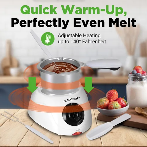 Vista 2 de NutriChef Olla eléctrica para fondue Calentador de chocolate de 25 W Capacidad de 8.8 onzas Función de inmersión para mantener caliente y olla