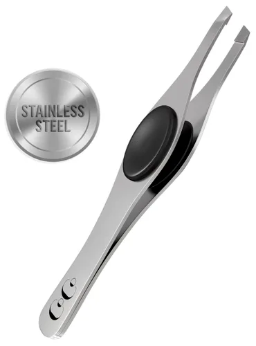 Vista 10 de Precision Tweezers for Eyebrows & Facial Hair Removal, Stainless Slant Tip Pinzas profesionales perfectamente alineadas y calibradas para pelos