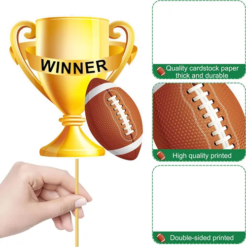 Vista 5 de 24 piezas de centros de mesa de fútbol para fiesta de fútbol, decoración de mesa de rugby para el día del juego, fútbol, touchdown, fiesta, tema