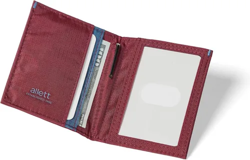 Vista 2 de Allett Cartera híbrida para tarjetas, morera, nailon, bloqueo RFID, diseño vertical, minimalista, plegable, soporte para tarjetas, resistente al
