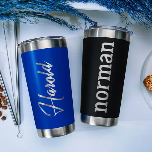 Vista 8 de Vasos personalizados, vaso de acero inoxidable de 20 onzas con tapa 13 diseños diferentes Tazas personalizadas de doble pared aisladas para café