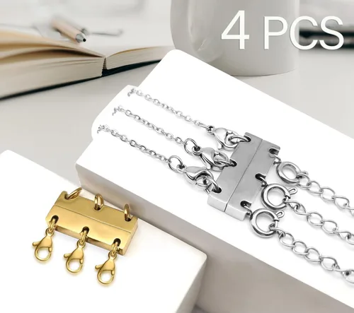 Vista 5 de Kcctoo Cierre de capas para collar, separadores de joyas, oro y plata, cierre magnético de collar múltiple para mujer con aspecto en capas