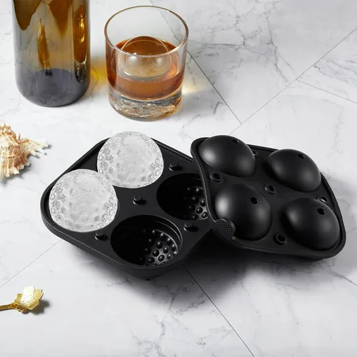 Vista 2 de ACOOKEE Molde para hacer hielo con bola de golf, 2.5 pulgadas, molde redondo para cubitos de hielo para cócteles, whisky, bourbon chilling, 4