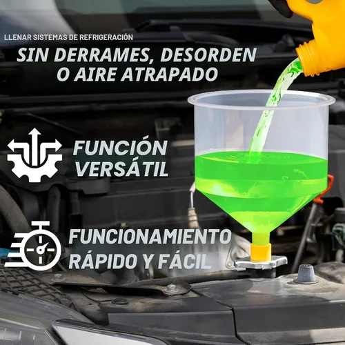Vista 2 de OEMTOOLS Kit de embudo de refrigerante sin derrames, juego de 15 piezas de embudo para fluidos y aceite, permite el acceso a radiadores de difícil