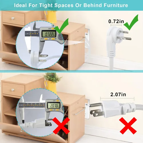 Vista 4 de SJTW - Cable de extensión de alimentación de 10 pies para exteriores, resistente a la intemperie, cable de extensión de 3 puntas, enchufe plano