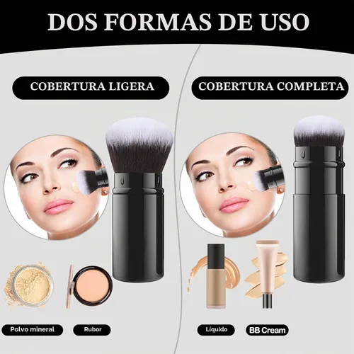 Vista 3 de Brochas de maquillaje retráctiles, paquete de 2 brochas de maquillaje de Negro
