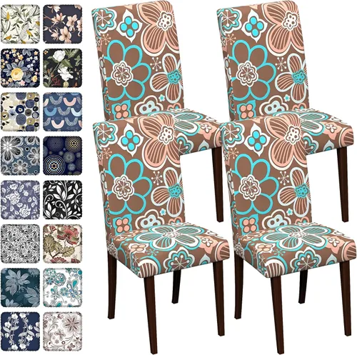 Vista 74 de Fundas para sillas de comedor CoSofSLIP, juego de 2, fundas estampadas elásticas antideslizantes, fundas extraíbles y lavables para sillas