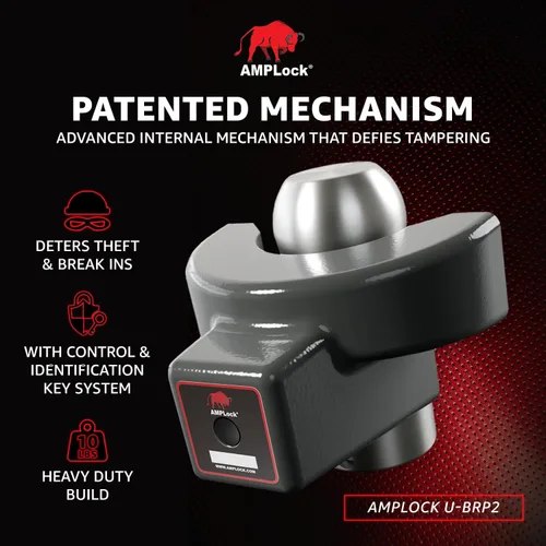 Vista 2 de U-BRP2 Candado de acople de remolque resistente, candado de 2" para RV y botes, accesorios para remolques de viaje, acoplador de bola con diseño