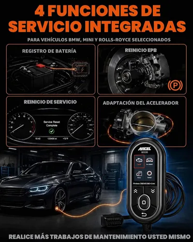Vista 2 de ANCEL BD330 OBD2 Escáner Bluetooth (Actualizado BD310 para BMW) Herramienta de diagnóstico de sistema completo con registro de batería, función