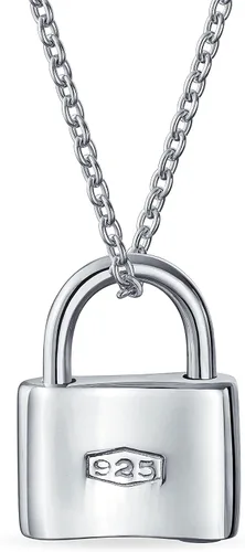 Vista 2 de Collar con dije de bloqueo sentimental del alfabeto A-Z personalizado con inicial del alfabeto A-Z para parejas, para mujeres, adolescentes, chapado