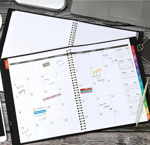 Vista 8 de Agenda mensual 2026/Calendario - Ene 2026 - Dic 2026, Agenda mensual 2026, 12 meses, piel sintética, 8.86" x 11.4", 15 páginas de notas