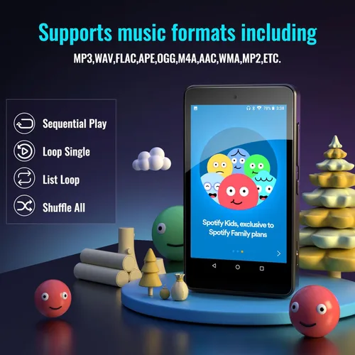 Vista 3 de Reproductor de MP3 para niños con Spotify, controles parentales, Spotify Kids, Audible, Amazon Music, Libby, reproductor de música MP4 IPS de 4.0