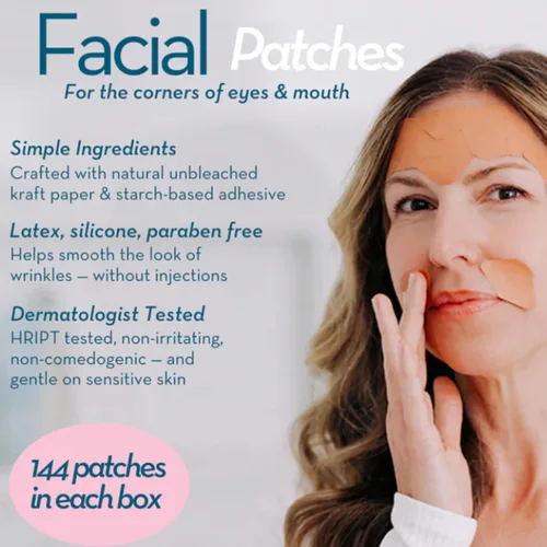 Vista 4 de Frownies Parches faciales para arrugas en la esquina de los ojos y la boca, cinta facial hipoalergénica antiarrugas, parche antiarrugas