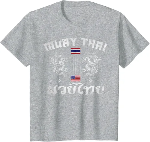 Vista 52 de Camiseta de equipo de entrenamiento de boxeo Muay Thai con bandera estadounidense de Tailandia, Negro, S