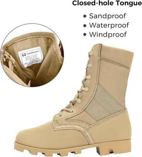 Vista 4 de WIDEWAY Botas tácticas del ejército para hombre botas de combate ligeras botas de selva botas de trabajo militares botas de desierto