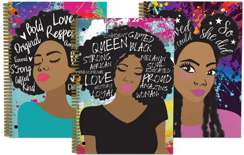 Vista 5 de African American Expressions Juego de cuadernos – Paquete de 3 diarios a juego – 1 materia, juego de cuadernos de una sola sección, encuadernado