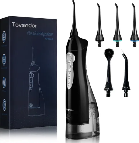 Vista 11 de Hilo dental TOVENDOR eléctrico, para agua, irrigador bucal dental inalámbrico, 3 modos, 3 puntas para higiene familiar