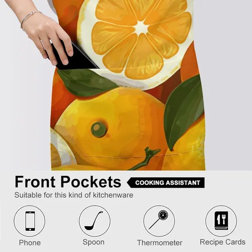 Vista 5 de MUSM Oranges And Lemons Apron，Classic Vintage Funny with Pockets Aprons,Adjustable Bib Waterdrop Resistant for Kitchen Cooking Restaurant BBQ