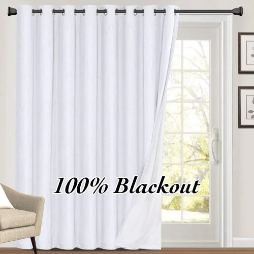 Vista 91 de Cortinas con textura de lino 100% opacas de 64 pulgadas de largo, juego de 2 paneles de cortinas de lino opacas con forro aislante térmico que Arena