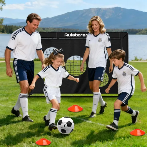 Vista 8 de Portería de fútbol, paquete de 2 porterías de fútbol para niños de 4 x 3 pies para patio trasero, equipo de entrenamiento de red de fútbol portátil
