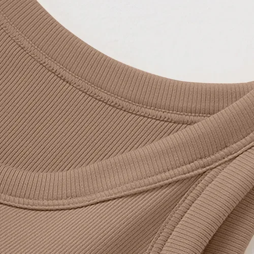 Vista 6 de Camisetas sin mangas de algodón acanalado para mujer, brasier integrado, sin mangas, cuello redondo, ajustada, capa base de verano, camisetas