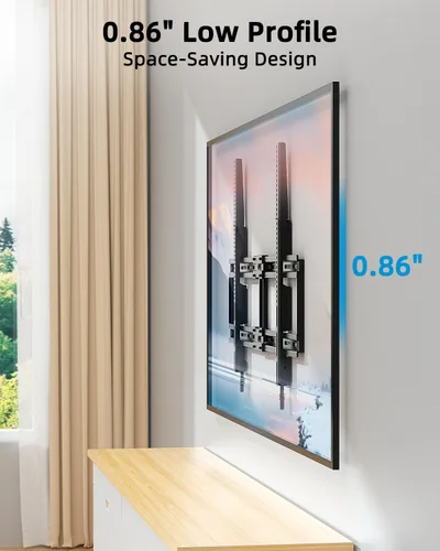 Vista 3 de HOME VISION Soporte de pared fijo ultradelgado para TV para pantallas planas/curvas de 42-100 pulgadas, VESA máx. 31.496x23.622 in, capacidad de 200