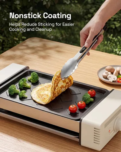 Vista 7 de HBN máquina de parrilla rodante para hot dogs 3 en 1 con placa antiadherente y parrilla, parrilla eléctrica compacta de 800W para salchichas