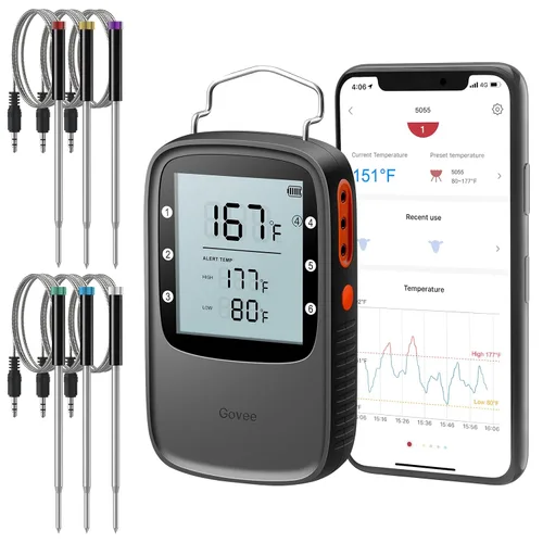 Vista 11 de Govee Termómetro Bluetooth para carne, termómetro inalámbrico de carne para horno ahumador, termómetro digital para parrilla con 2 sondas, modo