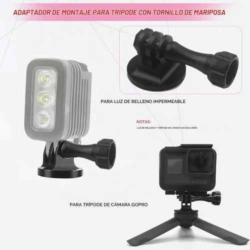 Vista 5 de Niewalda Adaptador de montaje de trípode de aluminio, soporte de adaptador de trípode, compatible con cámaras de acción GoPro Hero 9, 8, 7, 6, 5, 4