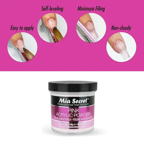 Vista 5 de Mia Secret Polvo acrílico rosa 4 oz.