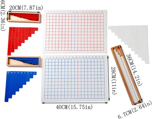 Vista 2 de Kghios Tabla Montessori de suma y resta de material de juguetes de matemáticas Montessori para niños pequeños, tabla de suma y resta