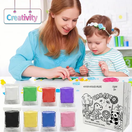 Vista 6 de Arcilla para modelar para niños, arcilla mágica VANJETO para niños secado al aire, arcilla súper suave para bricolaje Slime, arcilla de modelado Azul