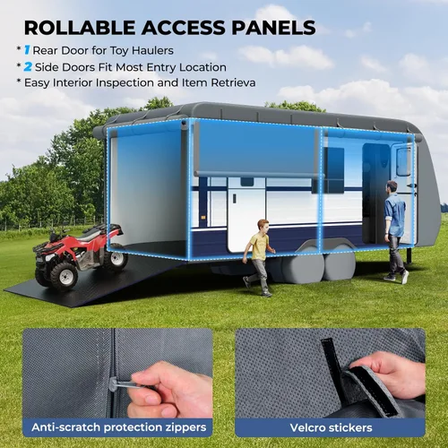 Vista 6 de RVMasking - Funda para remolque de RV de 18 a 20 pies, funda de 7 capas extra gruesa para cámper impermeable y resistente al viento