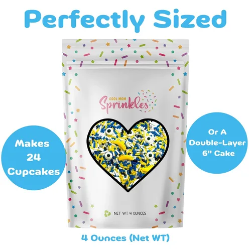 Vista 5 de COOL MOM SPRINKLES Chispitas Azules y Amarillas (4 oz.) – Chispitas Temáticas de Cumpleaños para Decorar Pasteles, Cupcakes, Galletas y Postres