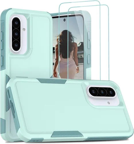 Vista 32 de Jeylly Compatible con Samsung Galaxy A22 5G Funda, Funda Samsung A22 5G con 2pcs protectores de pantalla de vidrio templado